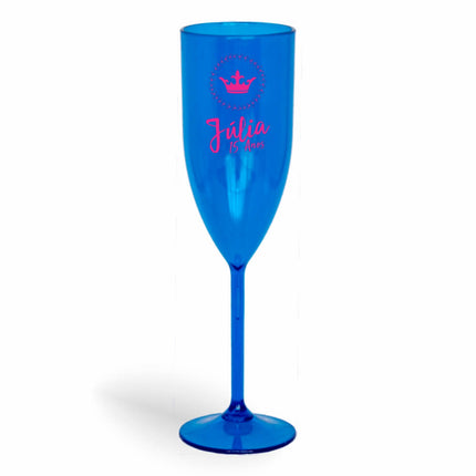 Taça De Champanhe 180Ml Impressão  Transparente Azul  1X0