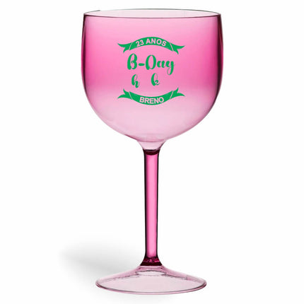 Taça De Gin 580Ml Impressão  Transparente Rosa  1X0