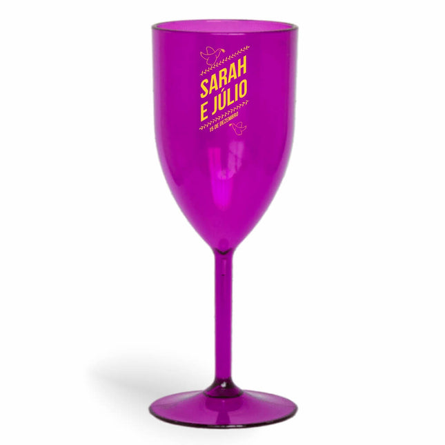 Taça De Vinho 330Ml Impressão  Transparente Roxa  1X0
