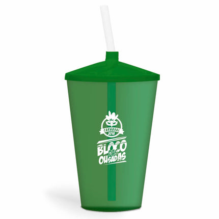 Copo Twister Com Canudo 600Ml  Transparente Verde  1X0