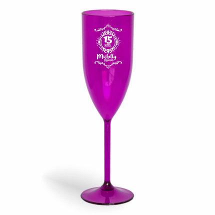 Taça De Champanhe 180Ml Impressão  Transparente Roxa  1X0