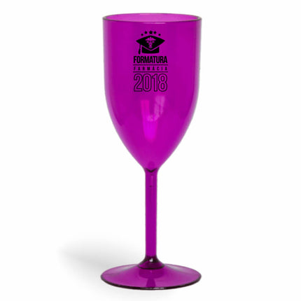 Taça De Vinho 330Ml Impressão  Transparente Roxa  1X0