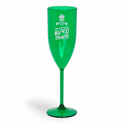 Taça De Champanhe 180Ml Impressão  Transparente Verde  1X0