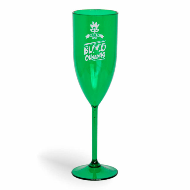 Taça De Champanhe 180Ml Impressão  Transparente Verde  1X0