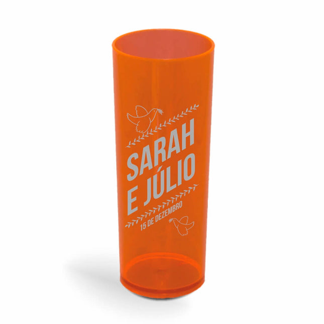 Copo Long Drink 350Ml  Transparente Laranja Neon  1X0