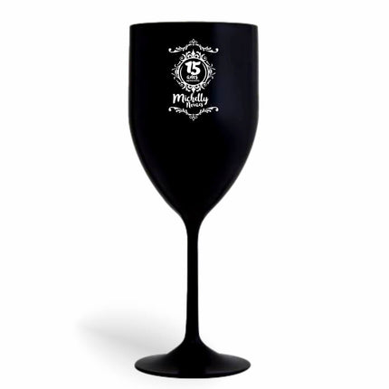 Taça De Vinho 330Ml Impressão  Leitosa Preta  1X0