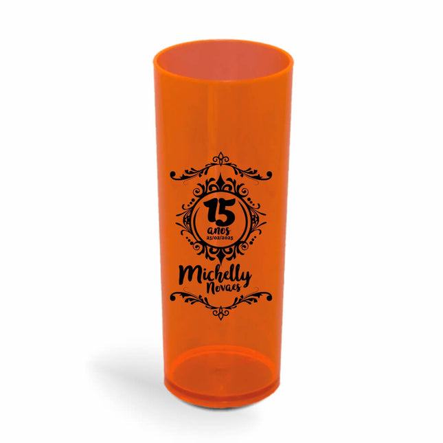 Copo Long Drink 350Ml  Transparente Laranja Neon  1X0