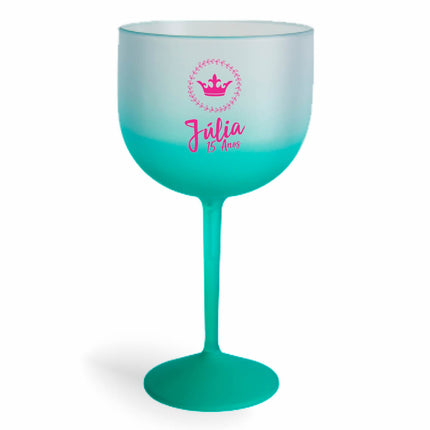 Taça De Gin 580Ml Impressão  Degradê Verde  1X0