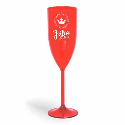 Taça De Champanhe 180Ml Impressão  Transparente Vermelha  1X0
