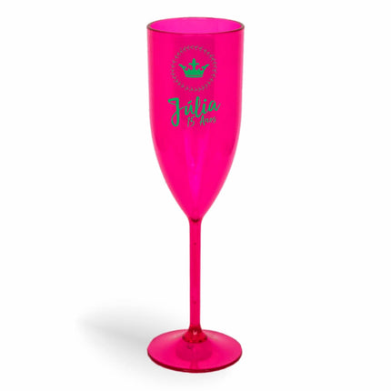 Taça De Champanhe 180Ml Impressão  Transparente Rosa  1X0