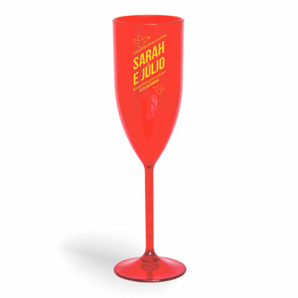 Taça De Champanhe 180Ml Impressão  Transparente Vermelha  1X0