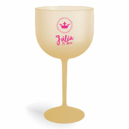 Taça De Gin 580Ml Impressão  Degradê Dourada  1X0