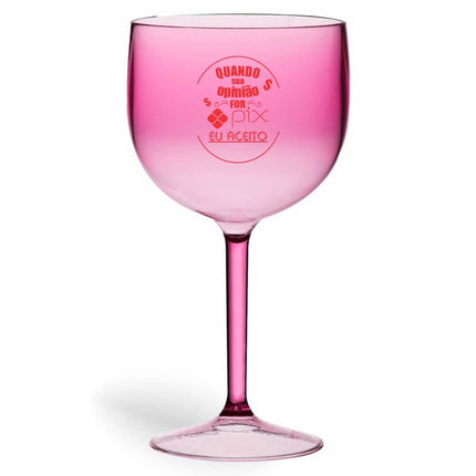 Taça De Gin 580Ml Impressão  Transparente Rosa  1X0