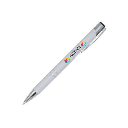 Canetas  Linha Premium Beta Soft  Acabamento Metalizado Branca