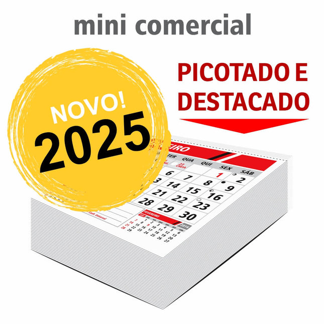 Calendários E Folhinhas 2025 Blocos De Calendário 2025 Mini Comercial 150X150Mm - 2X0 - 100Unid - Cbmc2021 - Cbmc2021 -