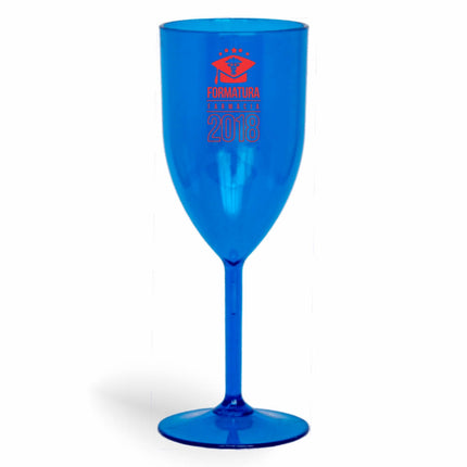 Taça De Vinho 330Ml Impressão  Transparente Azul  1X0