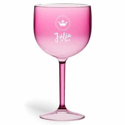 Taça De Gin 580Ml Impressão  Transparente Rosa  1X0