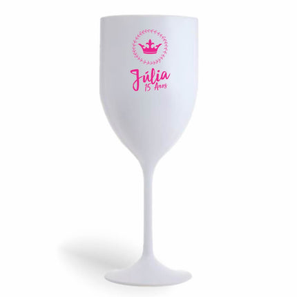 Taça De Vinho 330Ml Impressão  Leitosa Branca  1X0