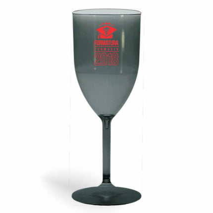 Taça De Vinho 330Ml Impressão  Transparente Fumê  1X0