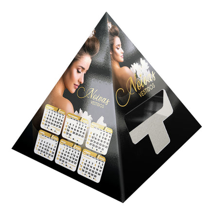 Calendários E Folhinhas 2025 Calendário De Mesa Porta Cartões Pirâmide Supremo 255G Sem Verniz  4X0