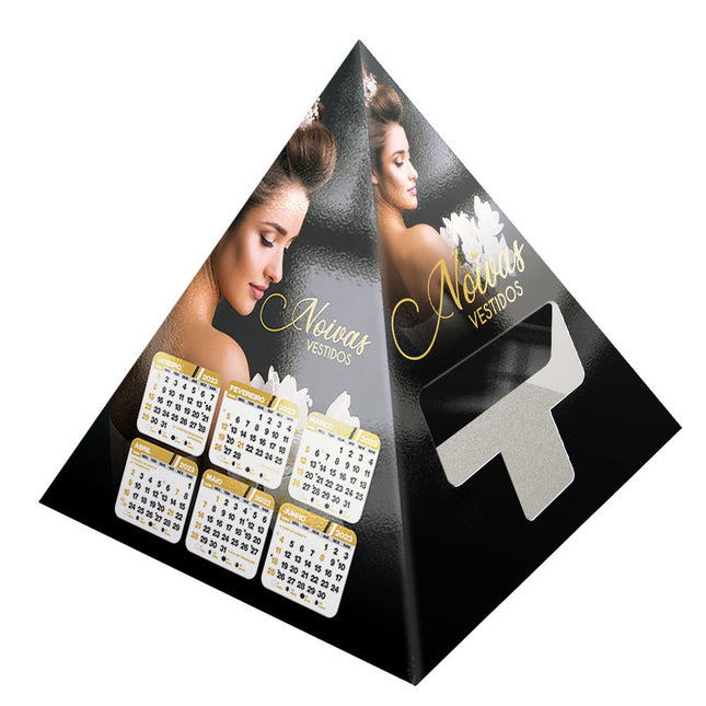 Calendários E Folhinhas 2025 Calendário De Mesa Porta Cartões Pirâmide Supremo 255G Sem Verniz  4X0
