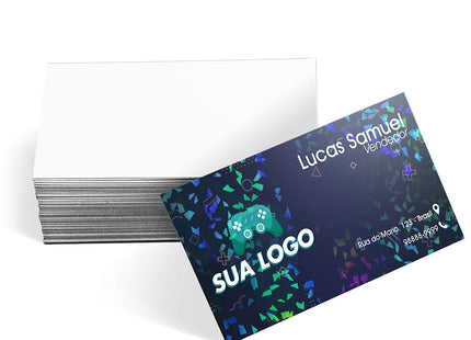 Cartões De Visita Europeu Couchê 250G Laminação Holográfica  Frente