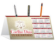Calendário De Mesa Porta Canetas Horizontal Couchê 250G  Sem Verniz  4X0