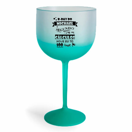 Taça De Gin 580Ml Impressão  Degradê Verde  1X0