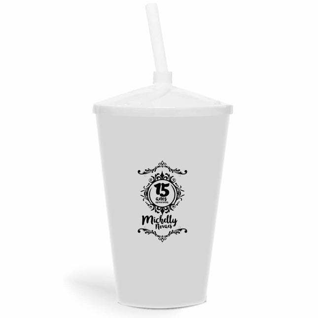 Copo Twister Com Canudo 600Ml  Leitoso Branco  1X0