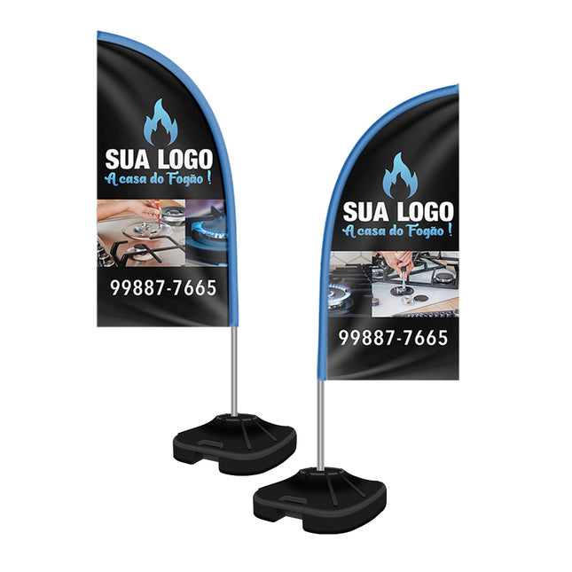 Wind Banner Kit Completo Tecido Oxford  Modelo Faca Altura Montado 1,90 Metros P 4X4