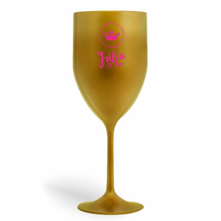 Taça De Vinho 330Ml Impressão  Leitosa Dourada  1X0