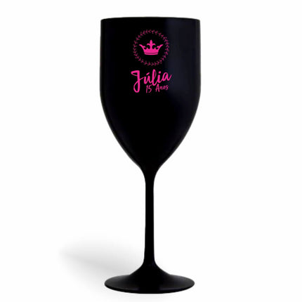 Taça De Vinho 330Ml Impressão  Leitosa Preta  1X0