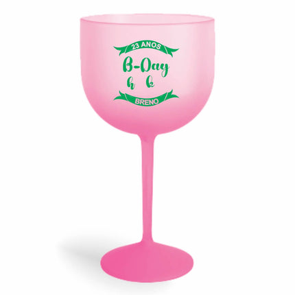 Taça De Gin 580Ml Impressão  Degradê Rosa  1X0
