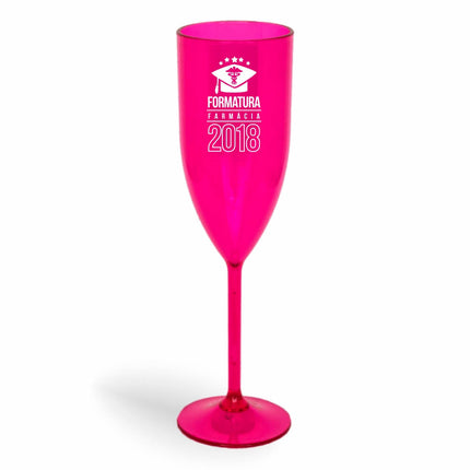 Taça De Champanhe 180Ml Impressão  Transparente Rosa  1X0