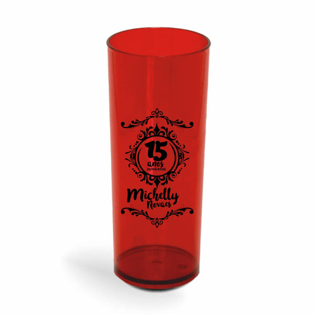 Copo Long Drink 350Ml  Transparente Vermelho  1X0