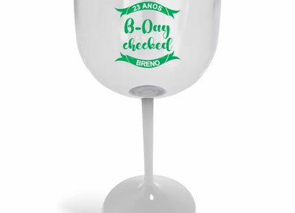 Taça De Gin 580Ml Impressão  Cristal Com Haste Colorida Branca  1X0