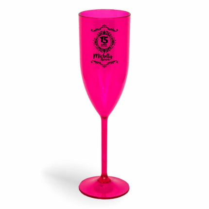 Taça De Champanhe 180Ml Impressão  Transparente Rosa  1X0