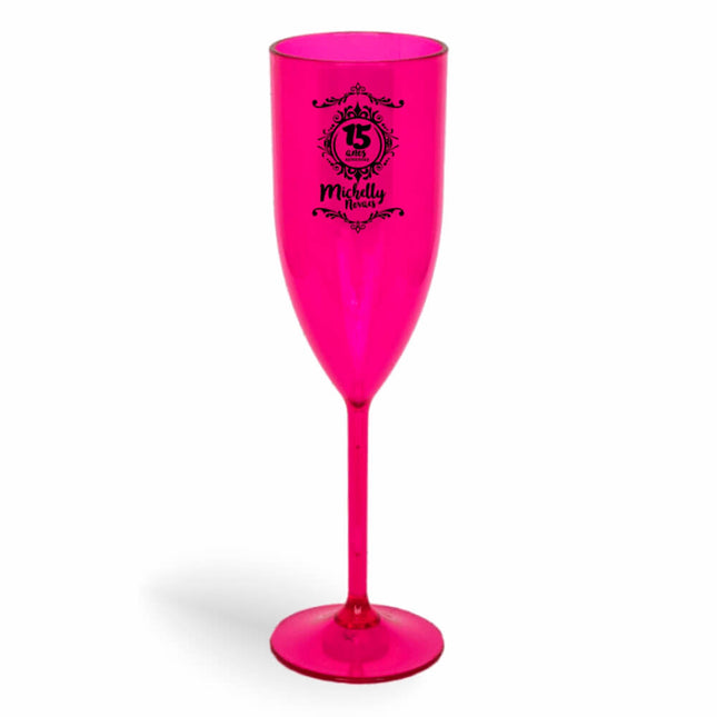 Taça De Champanhe 180Ml Impressão  Transparente Rosa  1X0