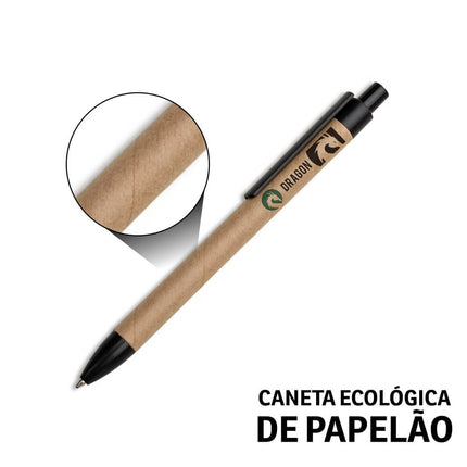 Canetas  Ecológicas Papelão  Clip De Plástico Preta
