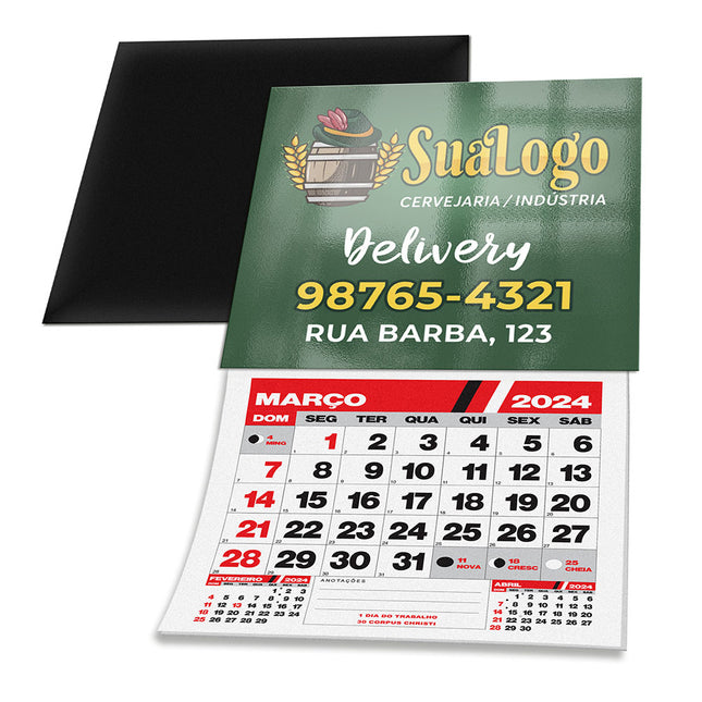 Imãs De Geladeira - Com Calendário Corte Reto 50X45Mm