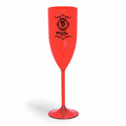Taça De Champanhe 180Ml Impressão  Transparente Vermelha  1X0