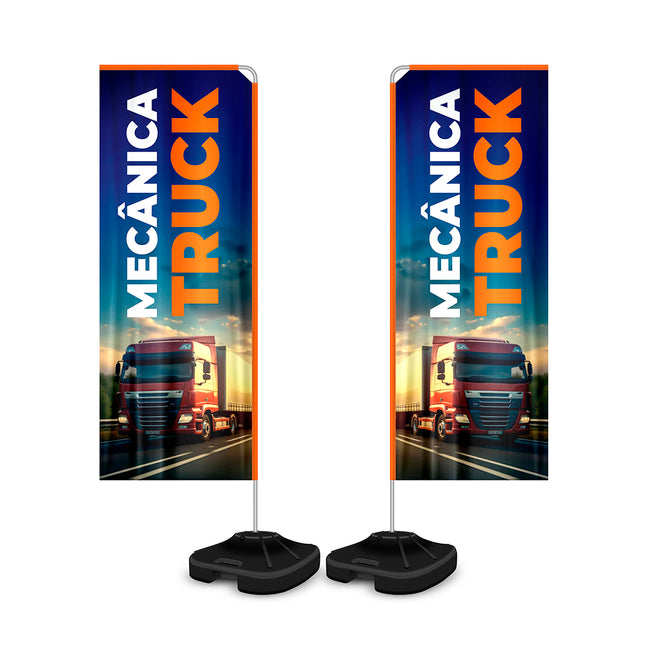 Wind Banner Kit Completo Tecido Oxford  Modelo Retangular Altura Montado 2,30 Metros M 4X4