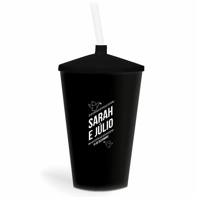 Copo Twister Com Canudo 600Ml  Leitoso Preto  1X0