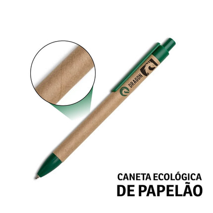 Canetas  Ecológicas Papelão  Clip De Plástico Verde