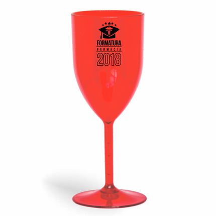 Taça De Vinho 330Ml Impressão  Transparente Vermelha  1X0