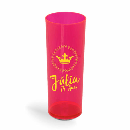 Copo Long Drink 350Ml  Transparente Vermelho Neon  1X0
