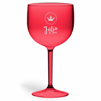 Taça De Gin 580Ml Impressão  Transparente Vermelha  1X0