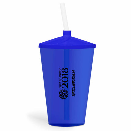 Copo Twister Com Canudo 600Ml  Transparente Azul  1X0