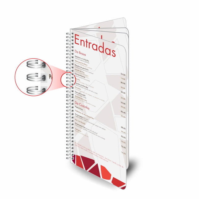 Cardápios  Wire O  8 Páginas Couchê 300G