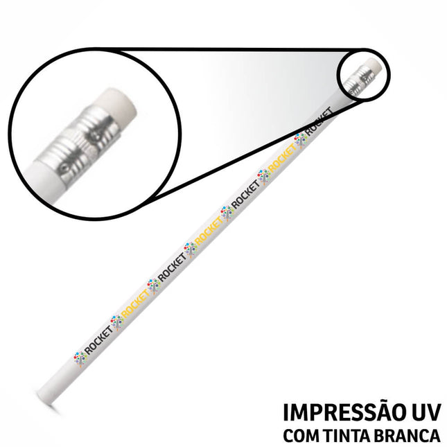 Lápis De Escrever Branco Resinado Com Borracha  4X0